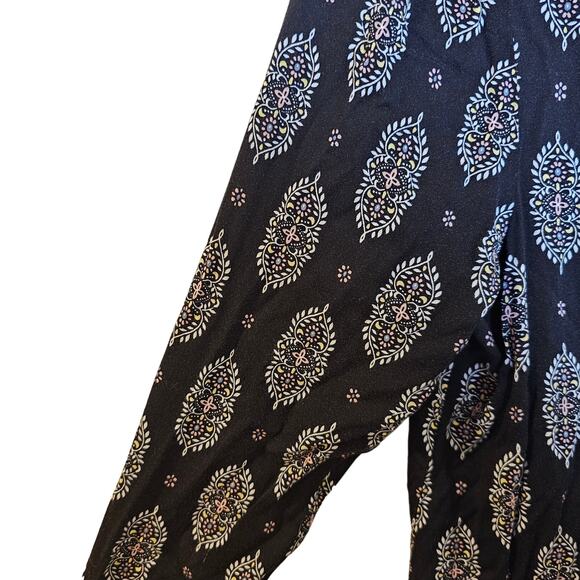 Torrid Black Dress Womens Size Medium 00 Boho Work Mini Challis Trapeze White - Picture 5 of 8